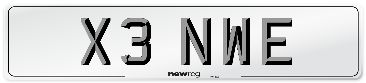 X3 NWE Number Plate from New Reg